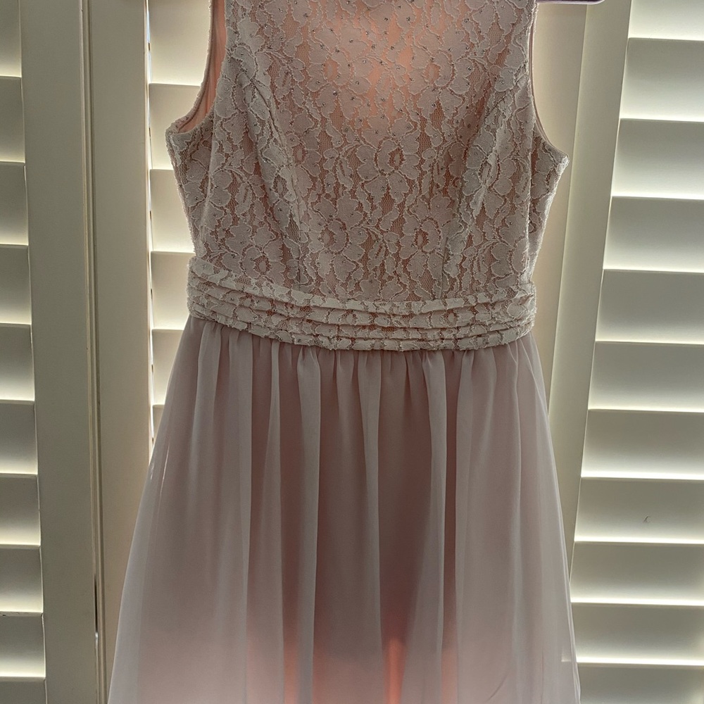 Neutral chiffon/lace dress worn once